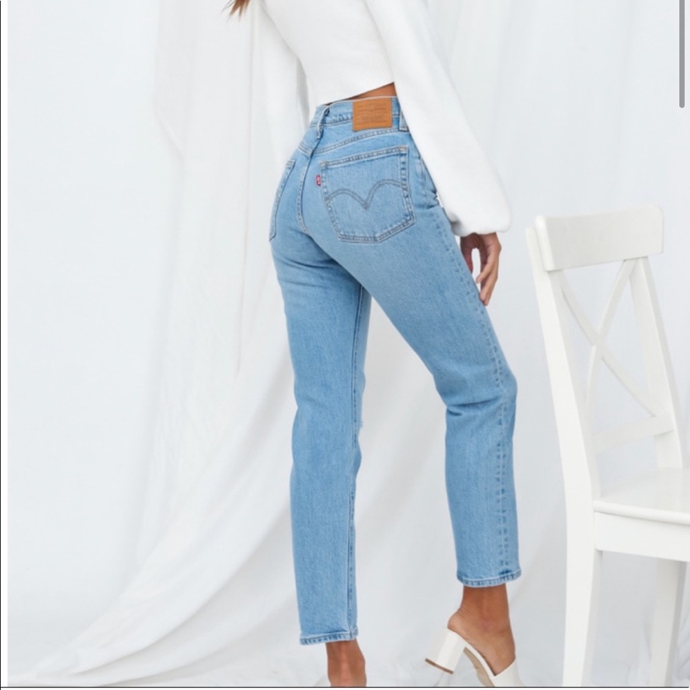 NWT Levi's Wedgie High Rise Cropped Straight Fit Jeans Tango Blue Size 24